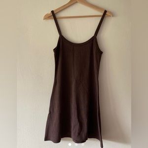 HEAVY RIB SPAGHETTI MINI DRESS in brown size large 
Style RHR318GD